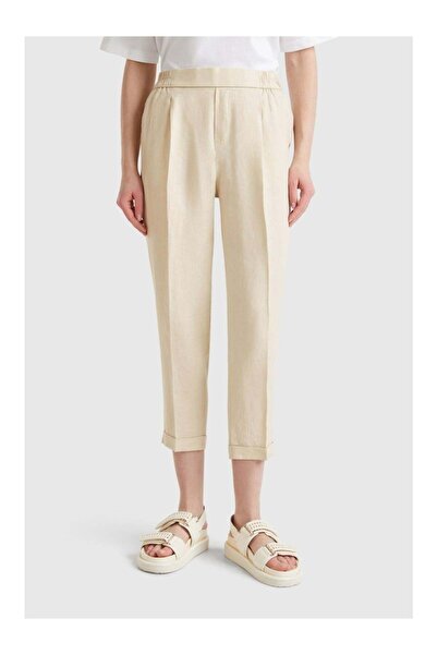 United Colors of Benetton Beige Women's / Girls' Kdn_100% Linen Elastic Waist...