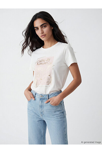 LC Waikiki Tricou pentru damă cu imprimeu cu gât crew