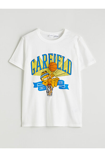 LC Waikiki Tricou de băieți cu guler rotund și imprimeu Garfield