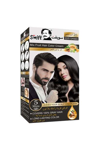 SWİFT Permanent Ammonia Free Hair Color Mix Fruit Dark Black 100mlx2