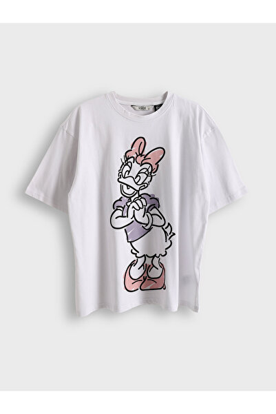 LC Waikiki Tricou de damă cu guler rotund și imprimeu Daisy Duck