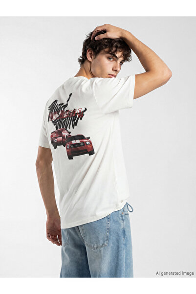 LC Waikiki Tricou bărbătesc din jerseu, cu guler rotund și imprimeu Ford