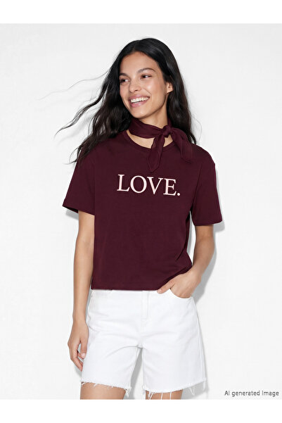 LC Waikiki Tricou de damă cu guler rotund, imprimat, moale la atingere