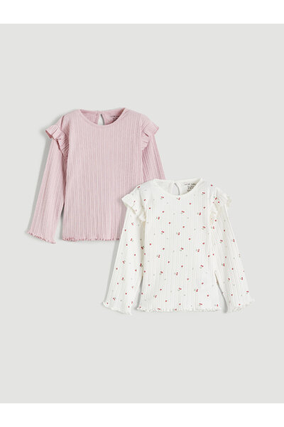 LC Waikiki Tricou pentru fetițe cu volănașe, pachet de 2