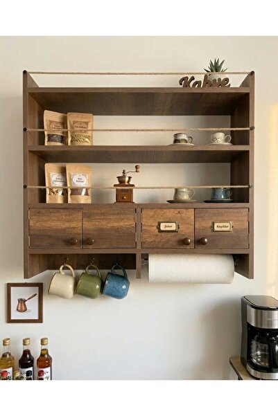 KR MOBİLYA Kar Mobilya Çok Amaçlı Dekoratif Duvar Rafı - Kahve Köşesi, Banyo ...