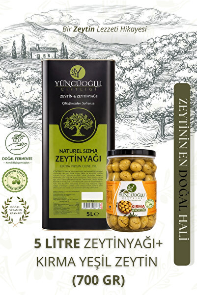 Çiftliği 2'li Avantaj Paketi - 5 L Naturel Sızma Zeytinyağı + 700 Gr Doğal Kırma Yeşil Zeytin