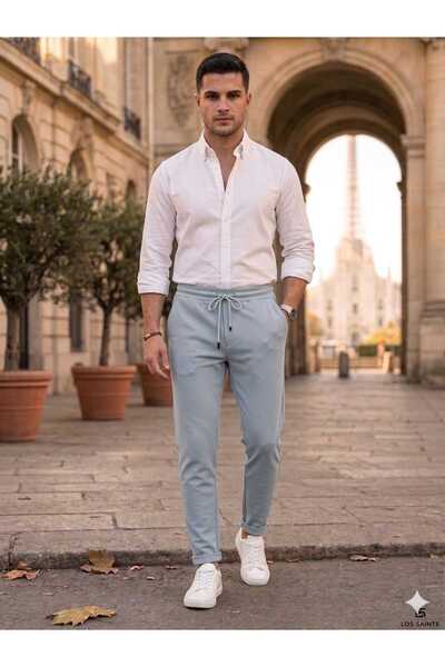 Betülce Men's Stylish Jogger Pants Casual Daily Wear with Folded Hem Detail