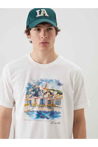 LC Waikiki Tricou bărbătesc din jerseu imprimat cu guler rotund