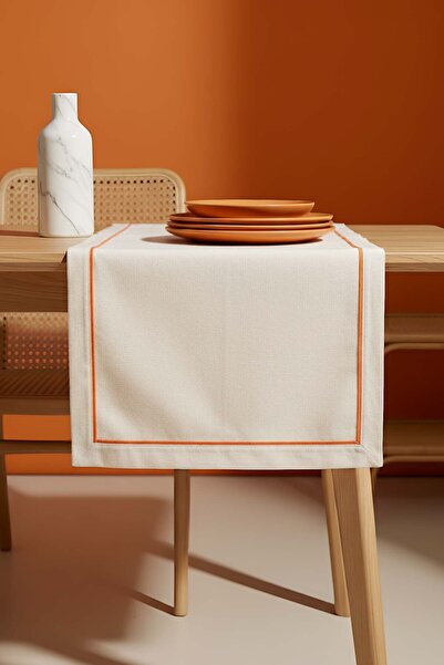 Rivaİstanbul Orange Piping Cream Runner 50×130 cm