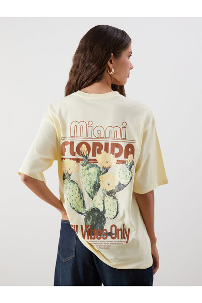LC Waikiki Tricou de damă supradimensionat cu imprimeu Florida