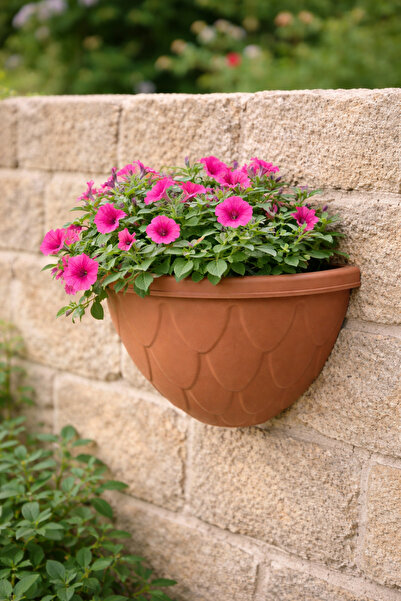 Binbirreyon Duvar Saksısı Damla Yarım Daire Duvara Asılan Saksı 25x13x16cm 1,...