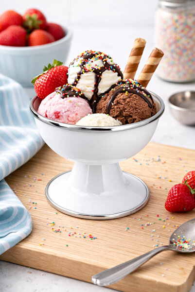 PR HOME Enamel Ice Cream Bowl White