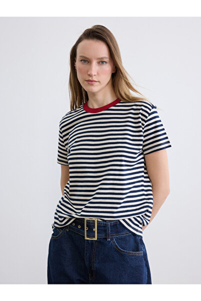 LC Waikiki Tricou cu dungi pentru damă, cu gât crew