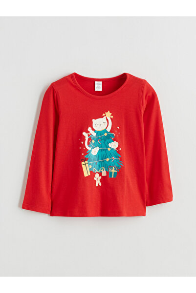 LC Waikiki Tricou de fete cu guler rotund, cu tematică de Anul Nou
