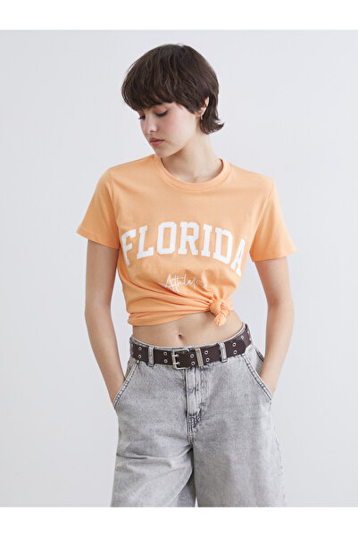 LC Waikiki Tricou de damă cu guler rotund și imprimeu Florida