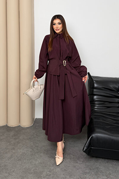 Hatun Atila Set bluză și fustă din țesătură modal elastică, cu detaliu catara...