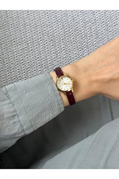 MERW Donny Model Claret Red Color Leather Cord Vintage Series Women's Wristwatch