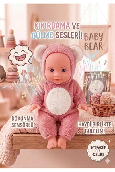 Tıfıl Toys İnteraktif Sesli ve Dokunma Sensörlü Baby Bear Oyuncak Bebek - 23 cm