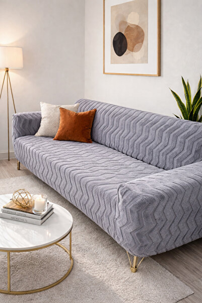 HaNemCe Lycra Elastic Wellsoft Sofa Cover with Snap Fasteners, Zigzag Pattern...