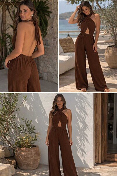 BRLKN Halter Neck Backless Burumuk Jumpsuit