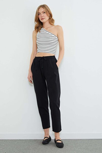 Fulla Moda Παντελόνι Γαμπαρντίνα με δέσιμο στη μέση και τσέπες