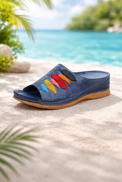 İNZE AYAKKABI Genuine Leather Slippers Model Name: Elia