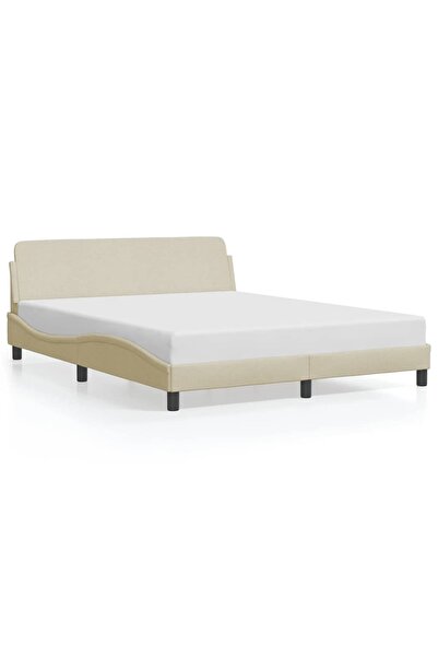 vidaxl Bed frame, Dover, cream, 160x200 cm, textile