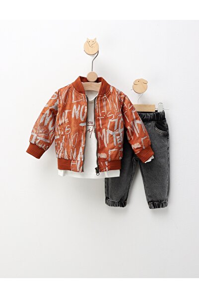 MiniKids Σκέψου θετικά, πορτοκαλί κοστούμι 3 τεμαχίων