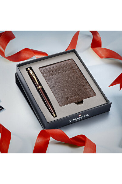 Sheaffer Pen 100 9370 Glossy Brown With Gold Tone Trim Bp + Rustic Mocha Hold...