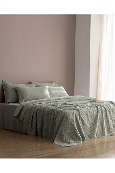 Madame Coco طقم غطاء سرير مزدوج من القطن بنسبة 100% من مافيراي - كاكي