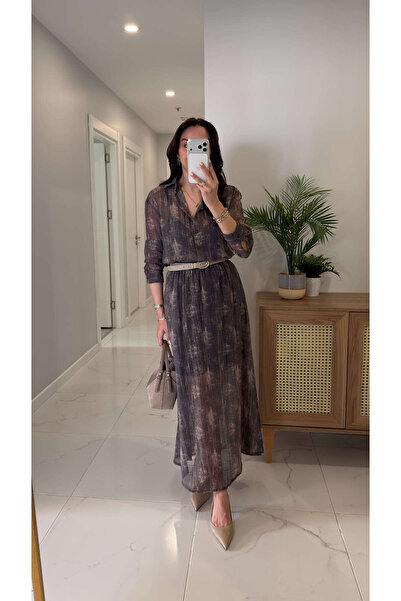 BİRCANÇİL Set cămașă și fustă cu model kaki MD Sinste