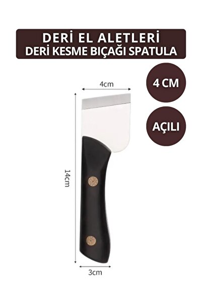 Dopar Deri Kesme Bıçağı Paslanmaz Çelik Ahşap Saplı Spatula 4 CM Açılı