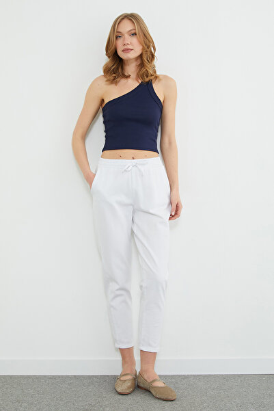 Fulla Moda Tie-Waist Pocketed Gabardine Trousers