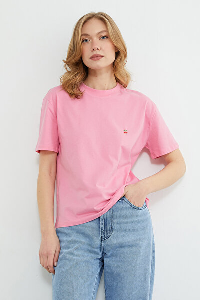 Fulla Moda Crew Neck T-Shirt with Cherry Accessories