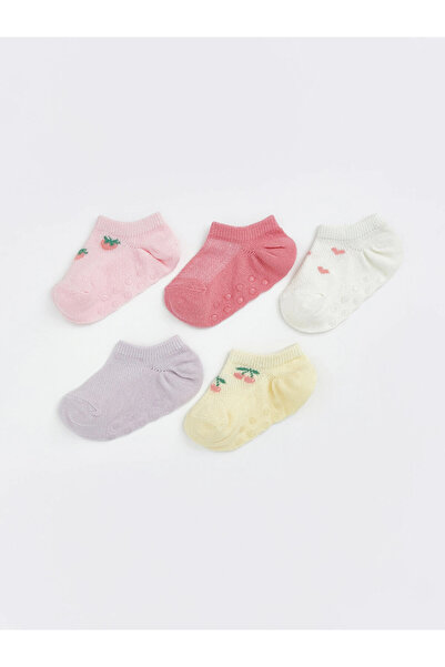 LC Waikiki جوارب LCW Kids باللون الوردي للفتيات الصغيرات ذات نعل مضاد للانزلا...