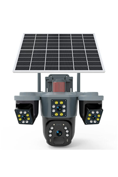Tai Cameră de supraveghere cu panou solar, cu 4 lentile, 4G, senzor de mișcar...