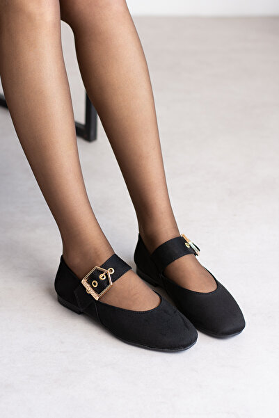 wolk shoes حذاء باليه نسائي من فيبر مع حزام مشبك