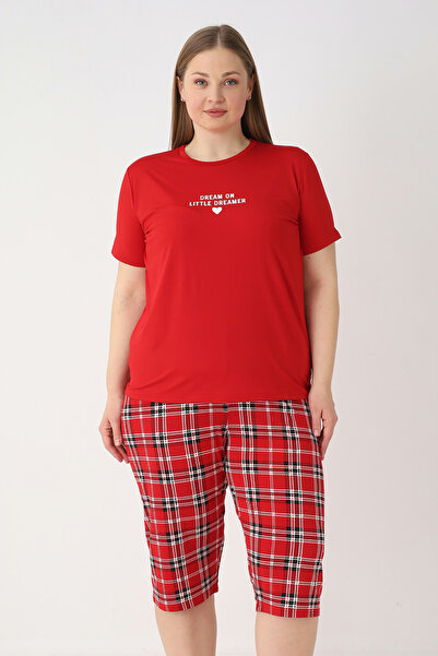 REMSA Set pijamale capri cu mâneci scurte pentru femei de mărime mare 260845 ...