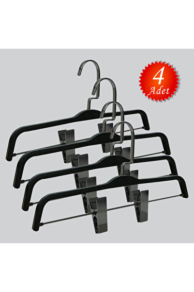 NYN Wooden Hangers with Hooks (Black Nickel Hooks) for Pants, 4 Pieces