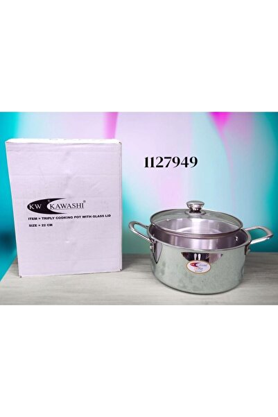 Kawashi TRIPLY COOKING POT W GLASS LID 22CM