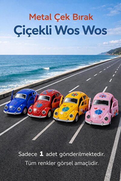 hak-iş oyuncak سيارة ميتال تشيك دراپ 12 سم مزينة بالزهور - شحن فردي