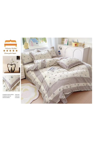 Veluxio Home Finet 4-piece bed linen with ruffles, elegant pattern