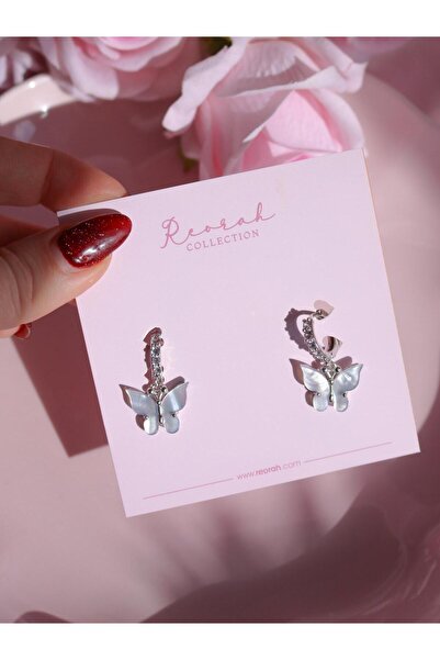 Reorah Collection أقراط حجر الفراشة الرمادية