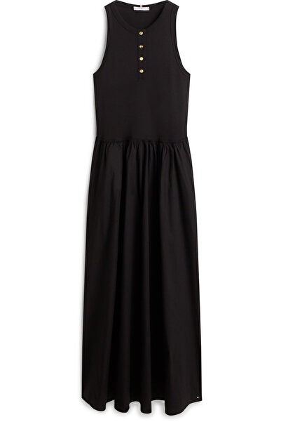 Tommy Hilfiger Kadın GOLD BUTTON POPLIN MIX DRESS WW0WW49628-THBDS