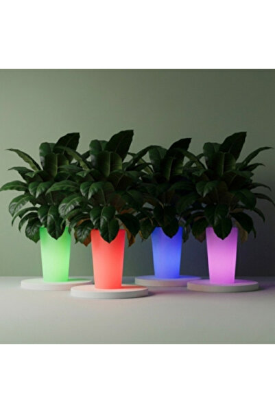 MYASEM STORE مجموعة أحواض زرع طويلة حديثة من 4 قطع مع إضاءة RGB