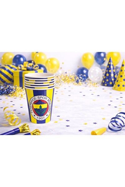 Happyewent Fenerbahçe Lisanslı Karton Bardak 8’li – Sarı Lacivert Çizgili Par...