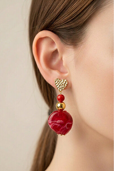 PETEK AKSESUAR Acrylic Design Handmade Heart Earrings