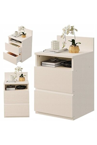 BADU Noptieră, 2 sertare, albă, 40x32x59cm