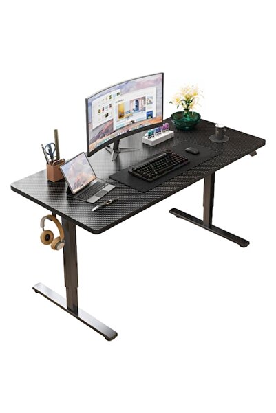 BADU Birou de gaming electric reglabil pe înălțime, negru, modern, 140x60x72 cm