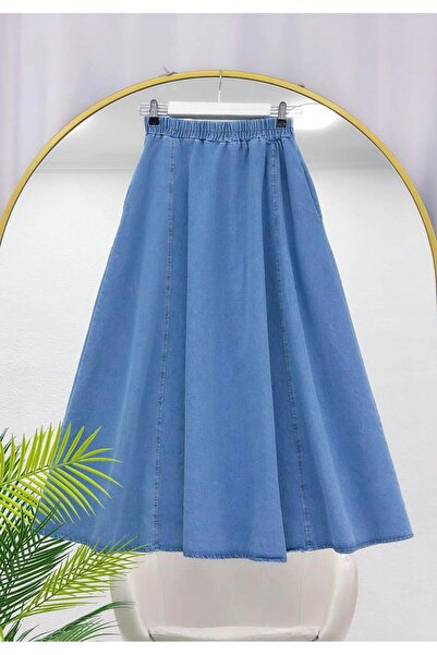 modasindoma Fusta de damă din denim cu buzunare